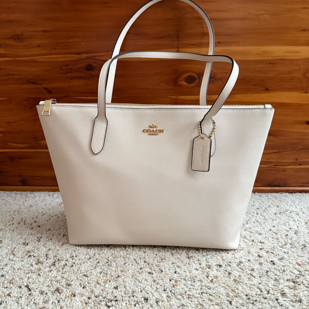 Coach Cream Pebbled Leather Tote